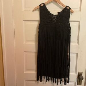 Women’s French Connection Fringe Size 6 Black Dress